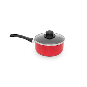 Panela Multiflon Gourmet 20cm 2,7L Antiaderente com Tampa de Vidro Vermelha