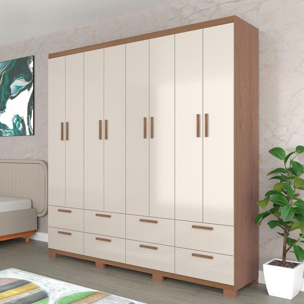 Guarda-Roupa Casal Bartira Coimbra 8 Portas 8 Gavetas - Capuccino