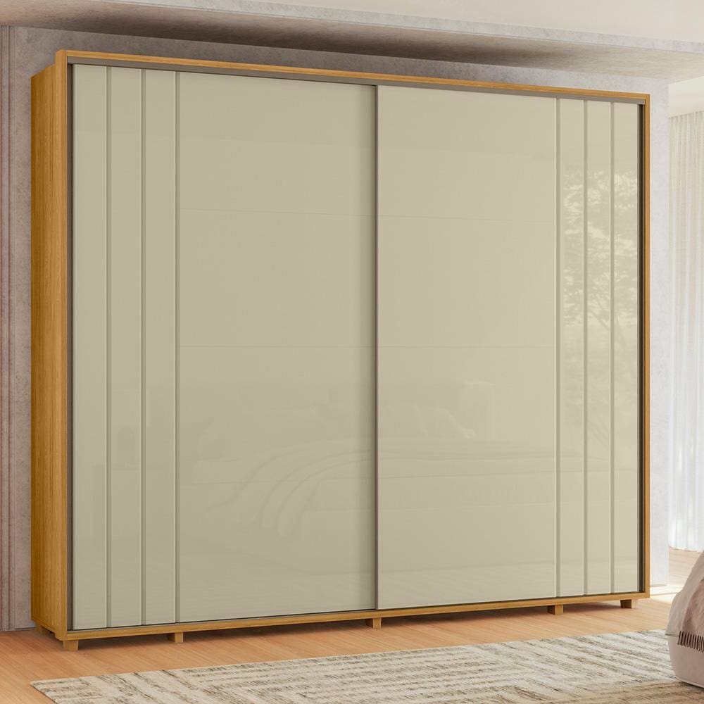 Guarda-Roupa Casal Madetec Dalí 2 Portas de Correr 8 Gavetas Cabideiro Extensível Escada Retrátil - CUMARU/OPALA