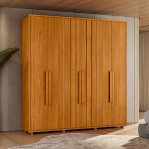 Guarda-Roupa Casal Madetec Portinari 6 Portas 4 Gavetas Ripado Angular Amortecimento Cabideiro Extensível