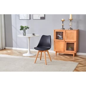 Cadeira Conthey Eames Leda Design Ergonômico Estofada Courino Base Madeira