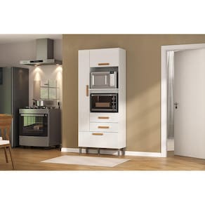 Armário Multiuso Atualle Seul 3 Portas 2 Gavetas Nicho Forno Micro-ondas