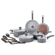 Conjunto de Panelas Tefal Recycled Ceramic 10 Peças Cinza Antiaderente Cerâmico Tampa Vidro