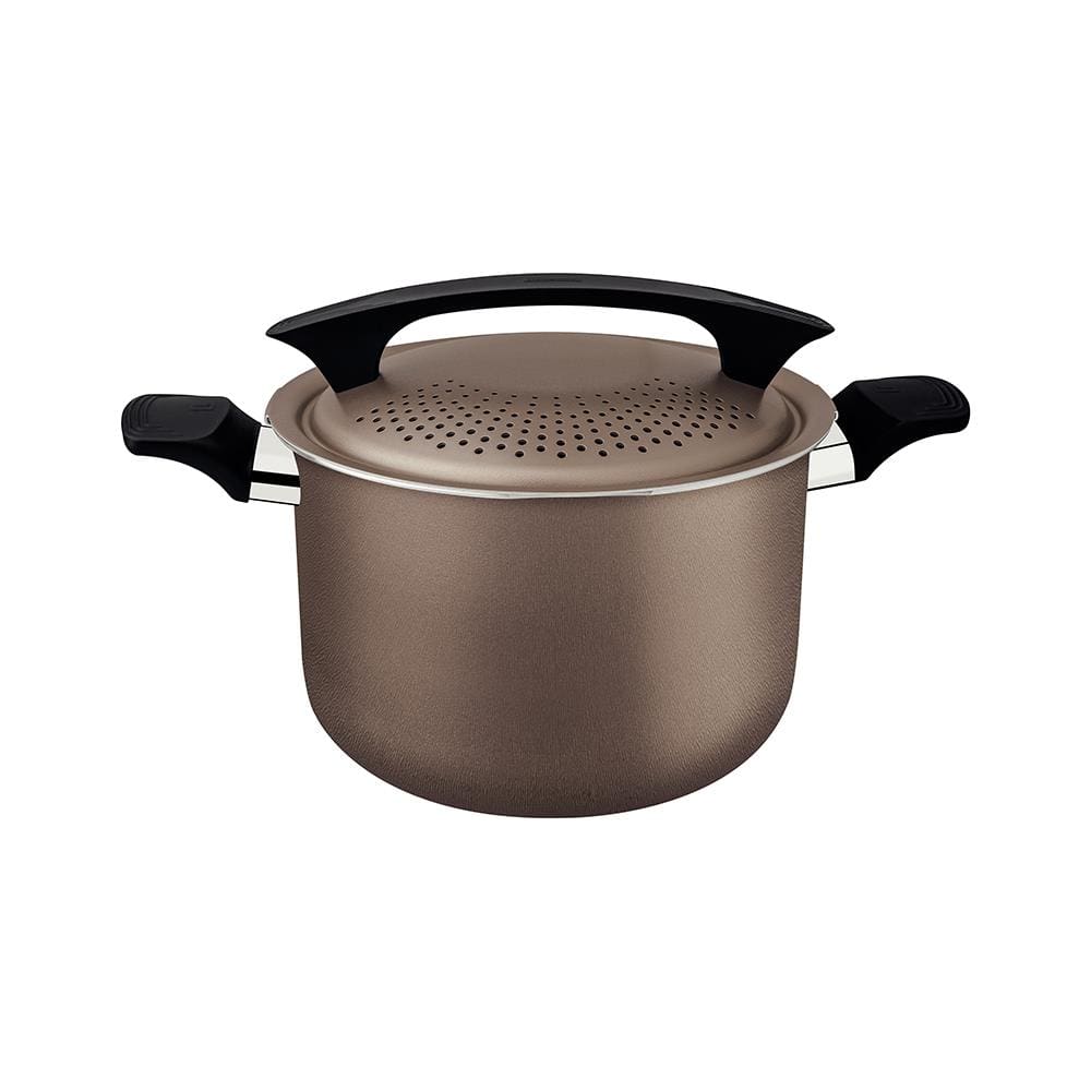 Espagueteira Tramontina Milazzo 22cm Alumínio Antiaderente Starflon Max Soft-touch Amêndoa