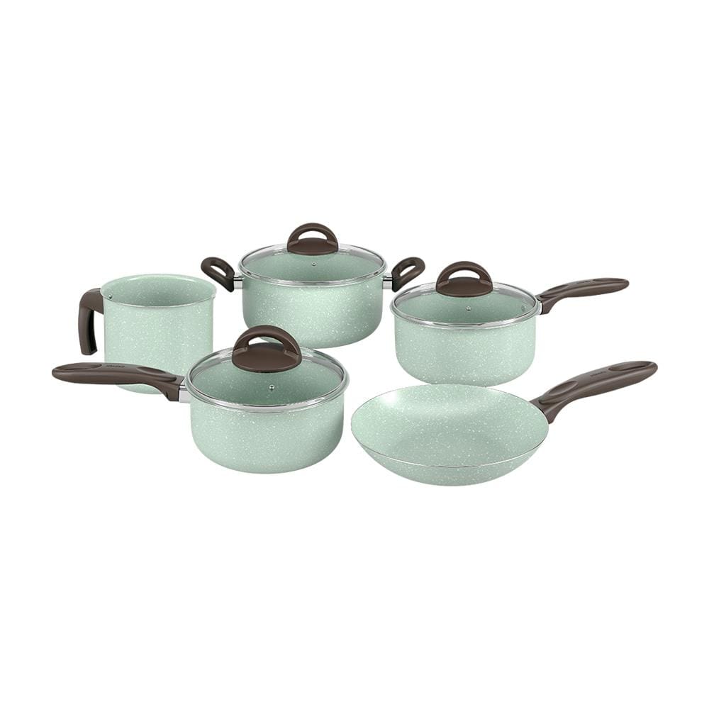 Jogo de Panelas 5 Peças Brinox Suprema Ceramic Life Antiaderente Mineral Resist Verde