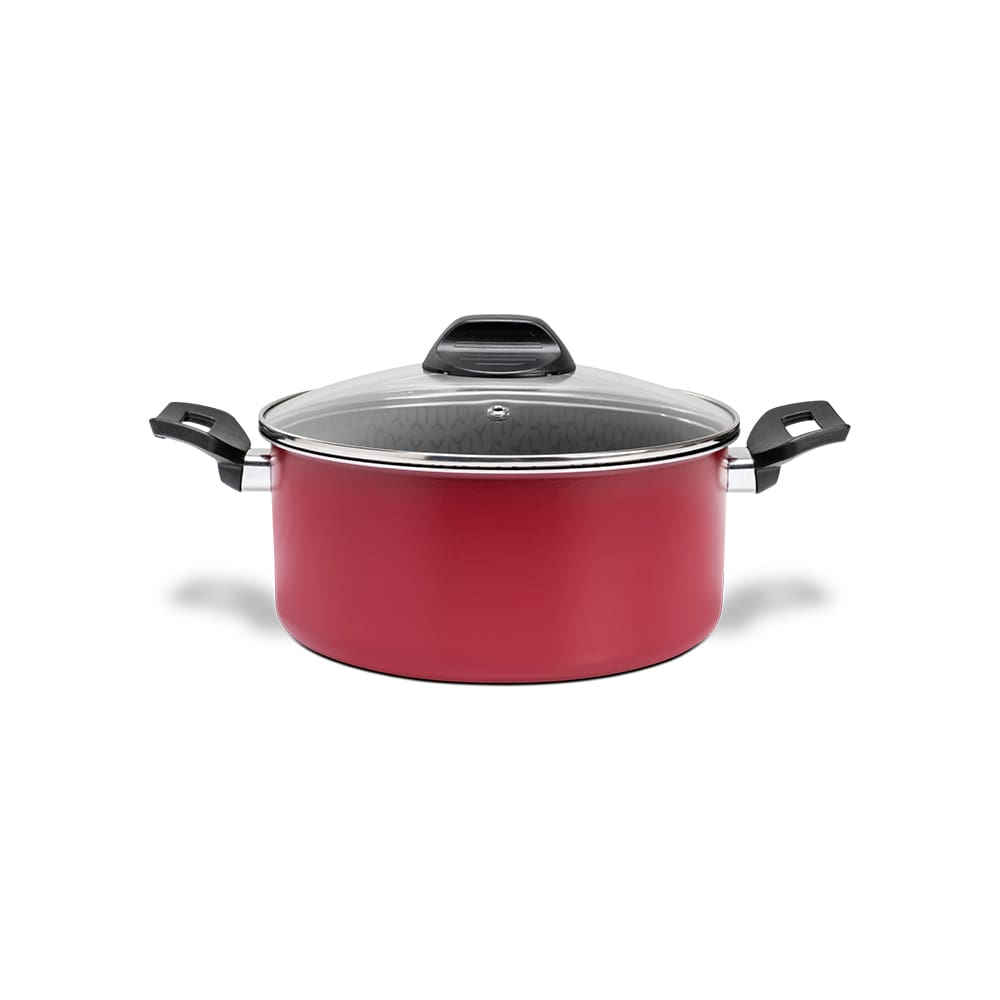 Caçarola Brinox Anis Pro-Flon Antiaderente 2,5L 20cm Tampa de Vidro Borgonha