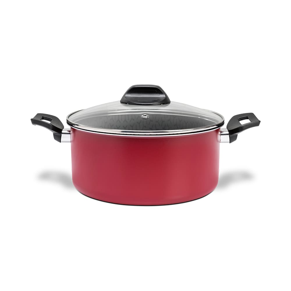 Caçarola Brinox Anis Pro-Flon Antiaderente 3,4L 22cm Tampa de Vidro Borgonha