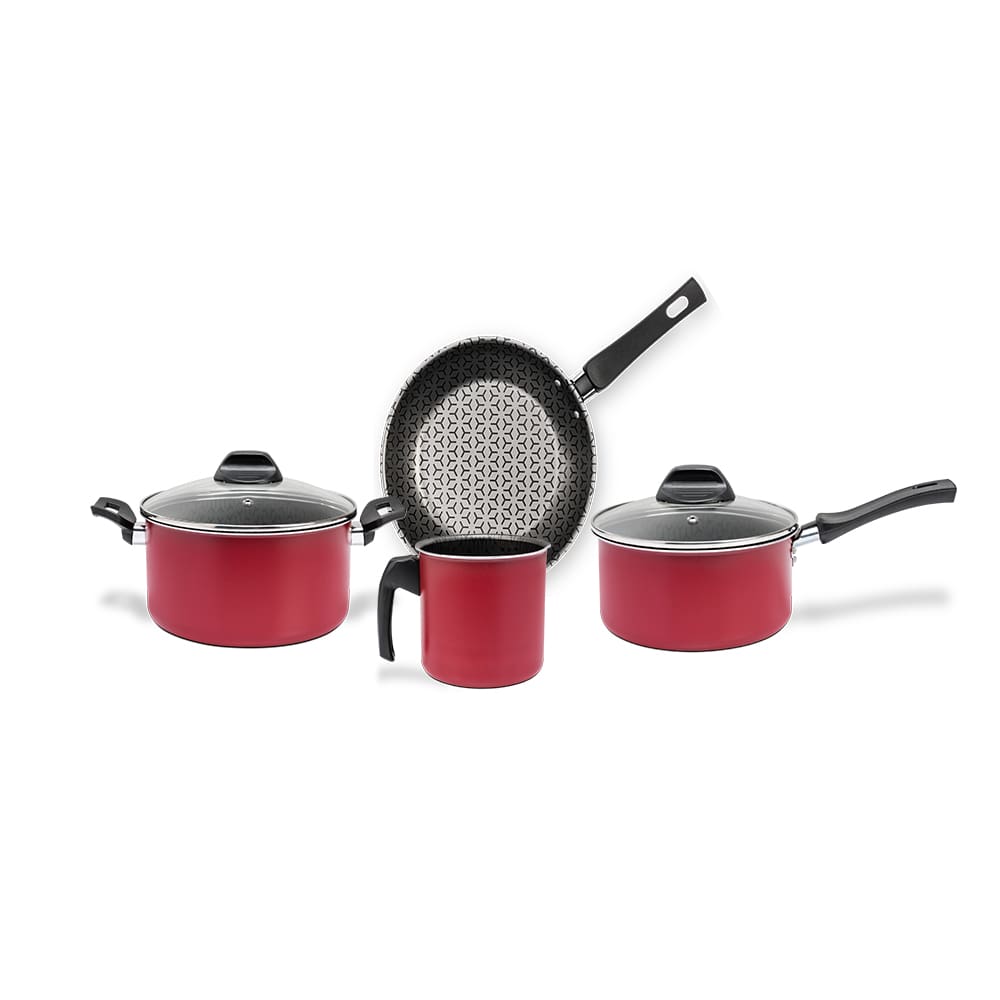 Jogo de Panelas 4 Peças Brinox Anis Antiaderente Pro-Flon Borgonha