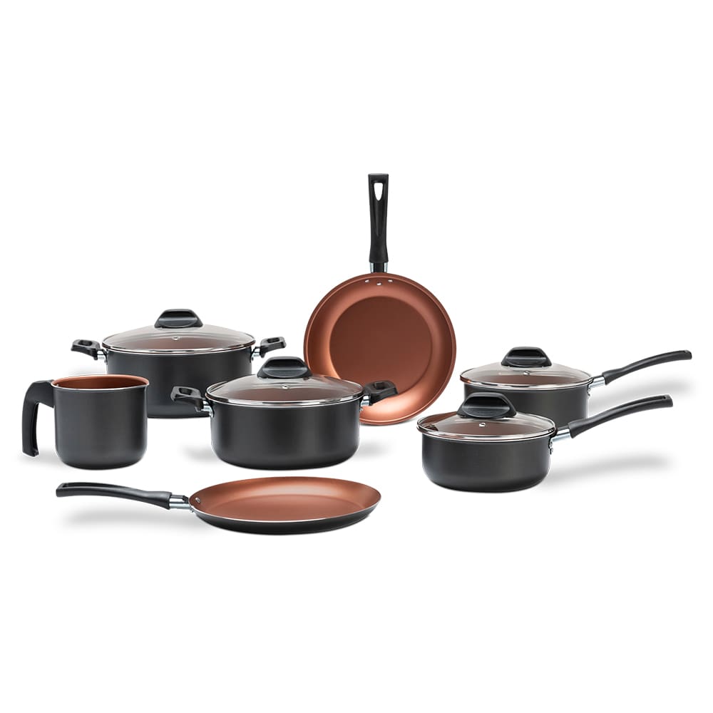 Jogo de Panelas 7 Peças Brinox Topázio Antiaderente Pro-Flon Cinza Range