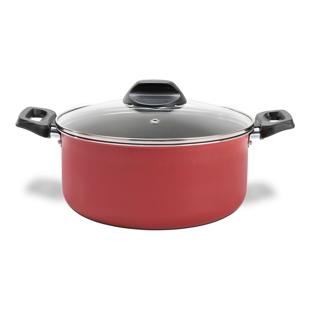 Caçarola Brinox Ruby Pro-Flon Antiaderente 3,4L 22cm Tampa de Vidro Vermelha