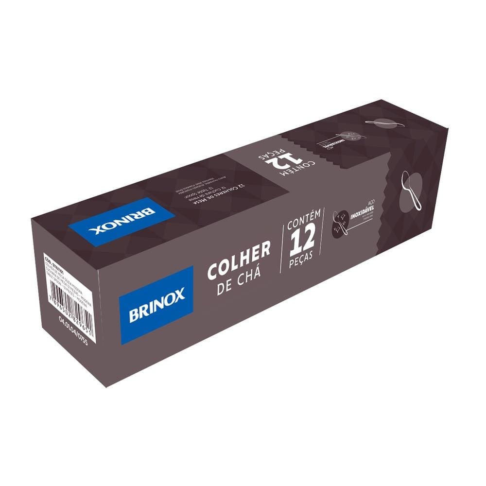 Conjunto de Colheres de Chá Brinox Módena Inox 12 Peças Friso e Cabos Arredondados Inox