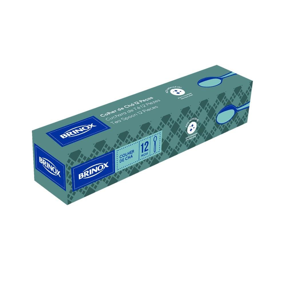 Conjunto de Colheres de Chá Brinox Lyon 12 Peças Acabamento Polido com Friso Inox