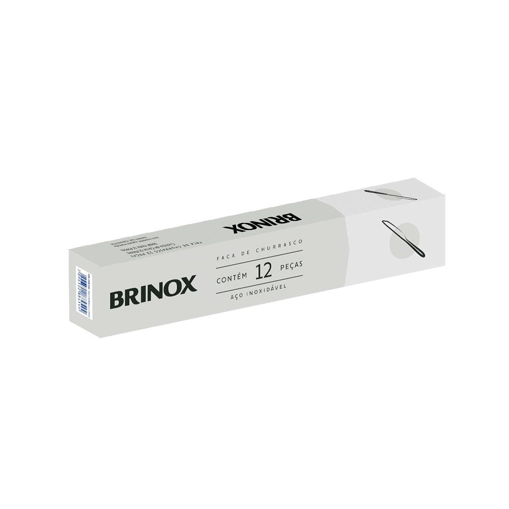 Conjunto de Facas de Churrasco Brinox Lyon Aço Inox 12 Peças Polido com Friso Aço Inox