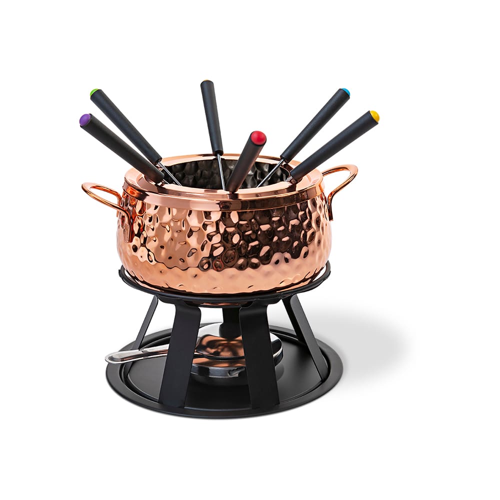 Aparelho de Fondue Brinox 11 Peças Caçarola 1,7L Base Aramada Fogareiro Inox Cobre