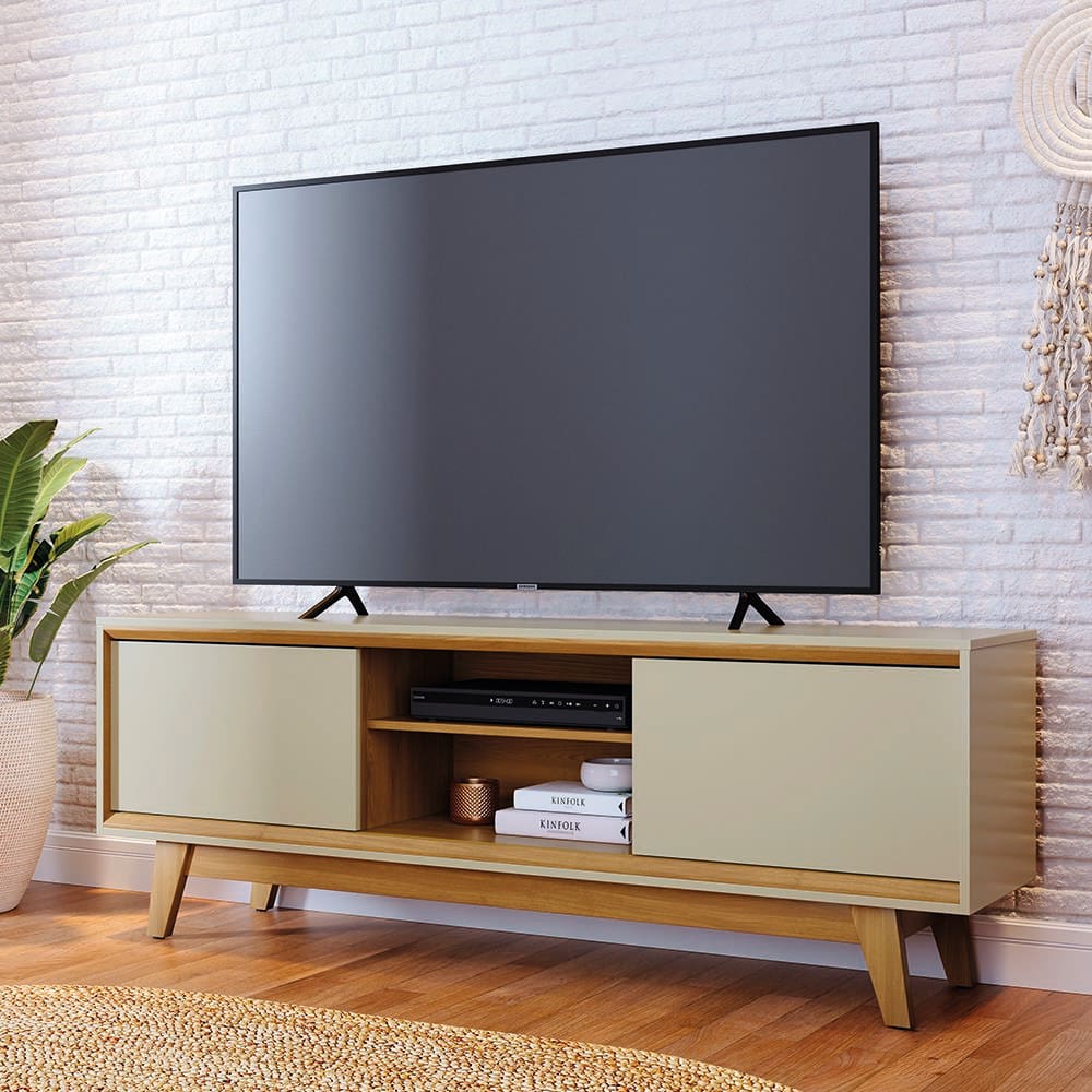Estante Bancada Madetec Atlas 164cm Para TV até 65” 2 Portas Deslizantes