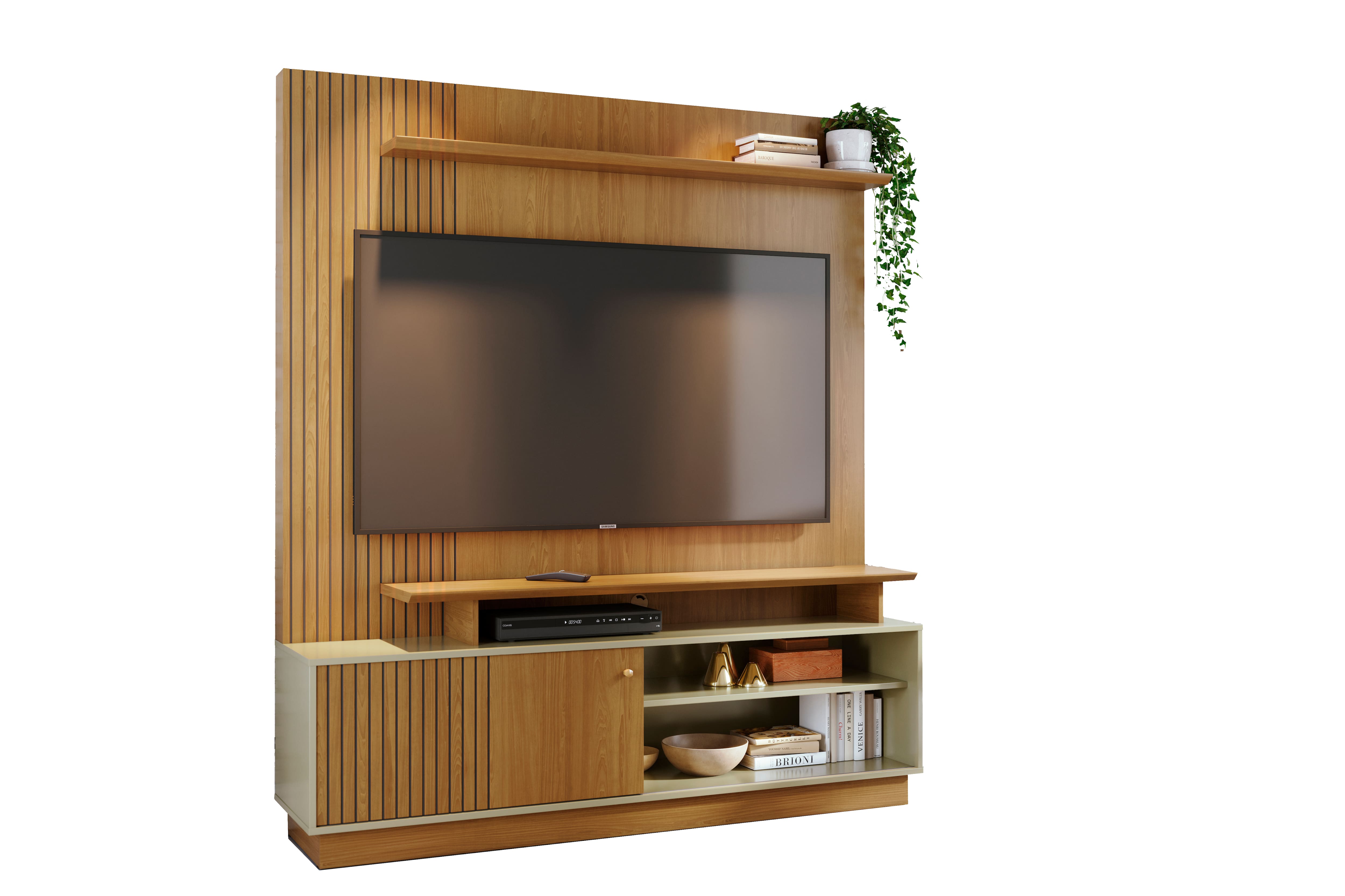 Estante Madetec Home Theater Ares 183cm Para TV até 65\" Porta Deslizante 