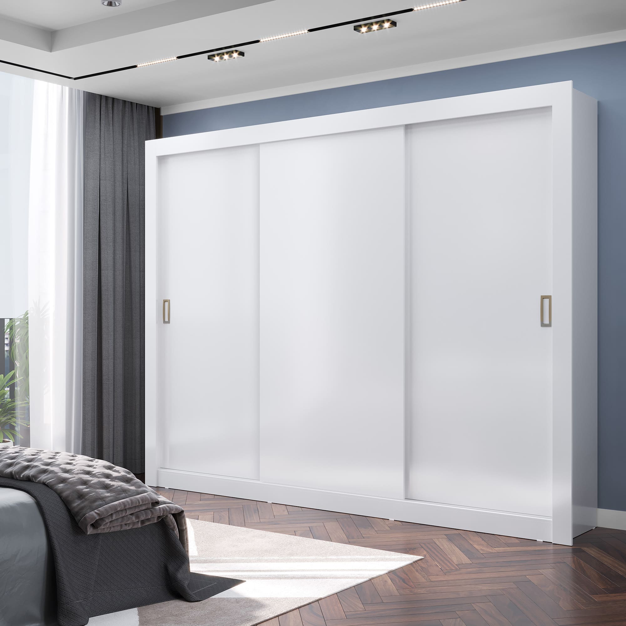 Guarda-Roupa Casal Maxel Móveis Residence 208x185cm 3 Portas de Correr 4 Gavetas 