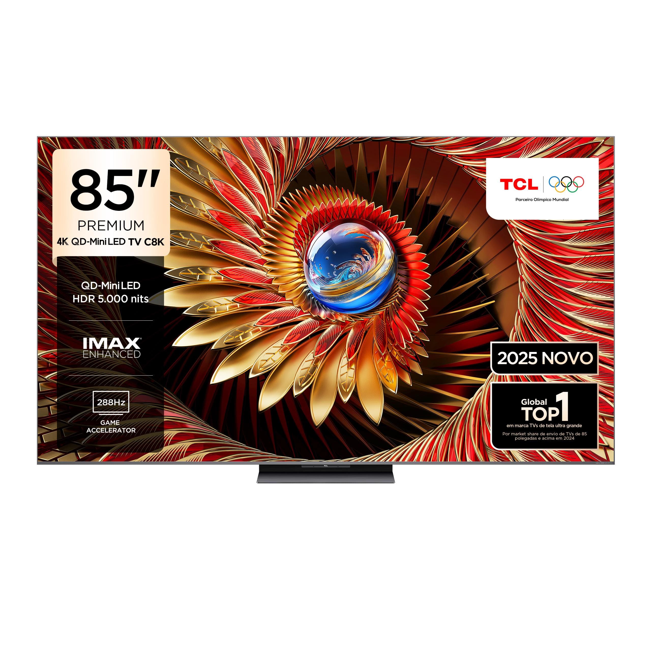 Smart TV 85” 4K TCL 85C8K QD-Mini LED 144Hz Google TV Zero Border