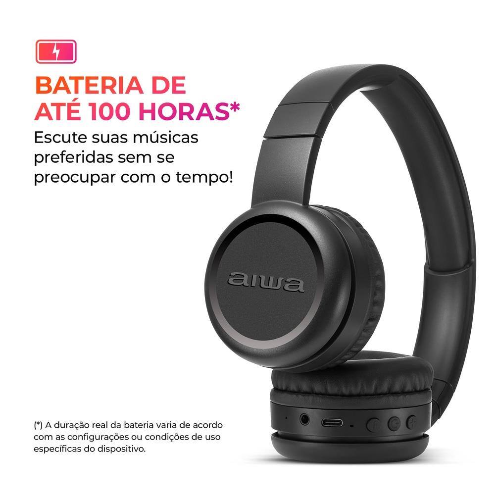 Headphone AIWA HP-03 Bluetooth 100h de Bateria | Casas Bahia