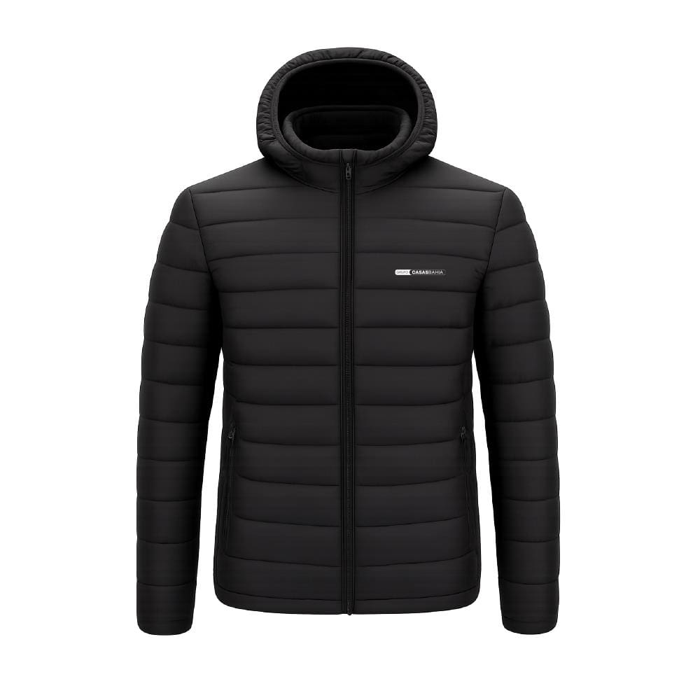 Casaco Puffer com Capuz Grupo Casas Bahia Slim Preto  - M