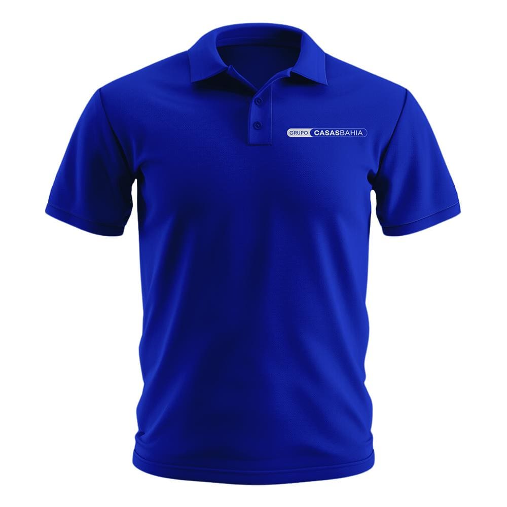 Camisa Polo Manga Curta Grupo Casas Bahia Estampada Algodão Azul