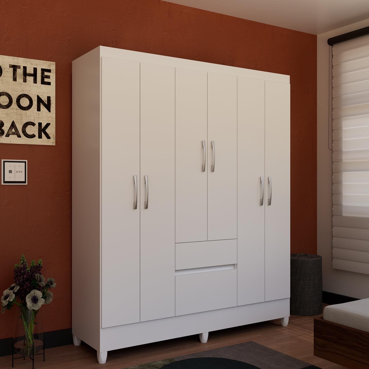 Guarda-Roupa Casal Bartira New Brusque 6 Portas 2 Gavetas Pintura UV