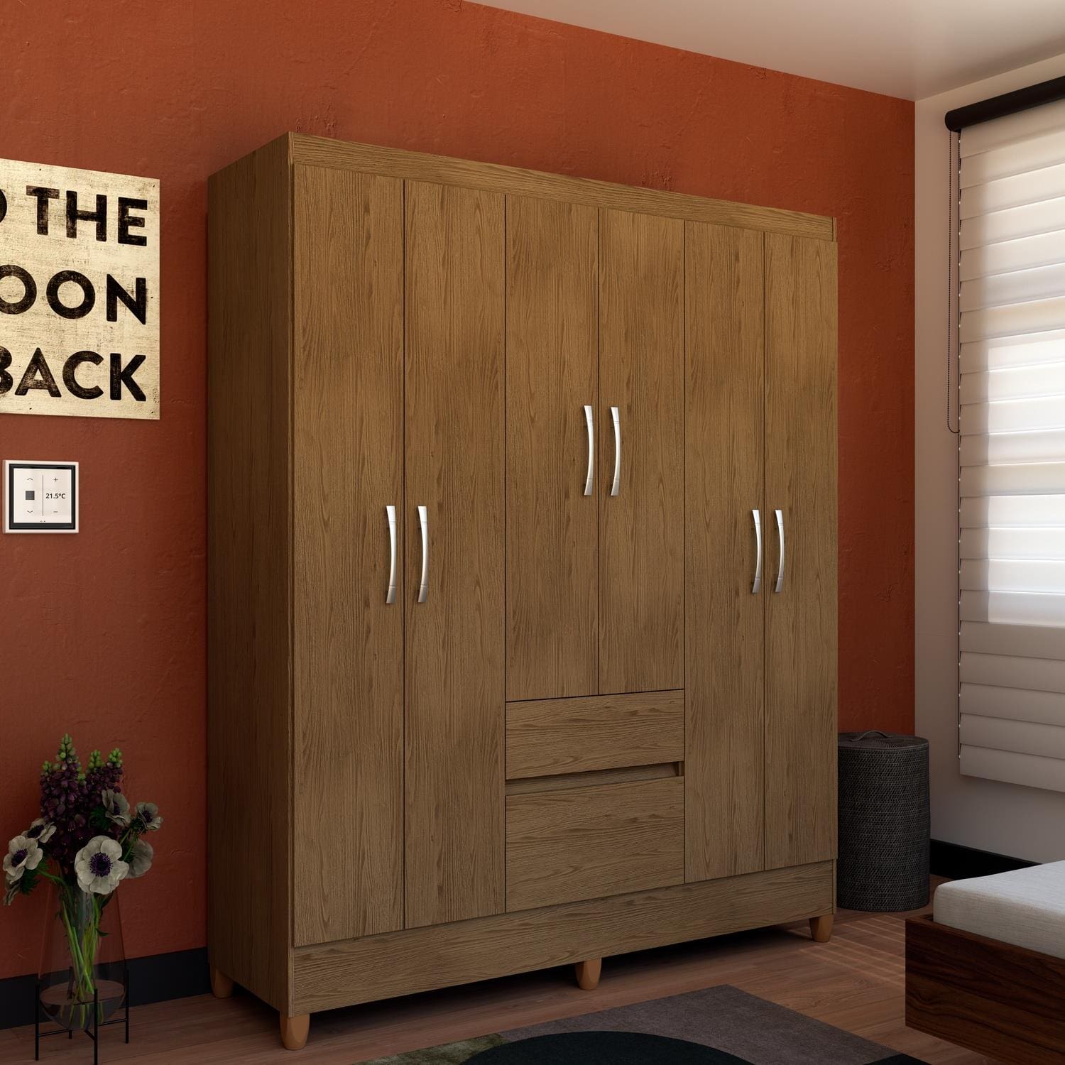 Guarda-Roupa Casal Bartira New Brusque 6 Portas 2 Gavetas Pintura UV