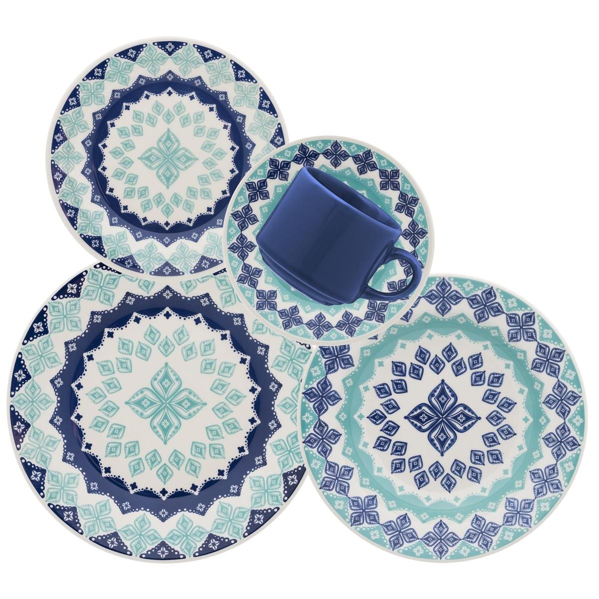 Aparelho de Jantar Biona Lola 20 peças Cerâmica Estampada