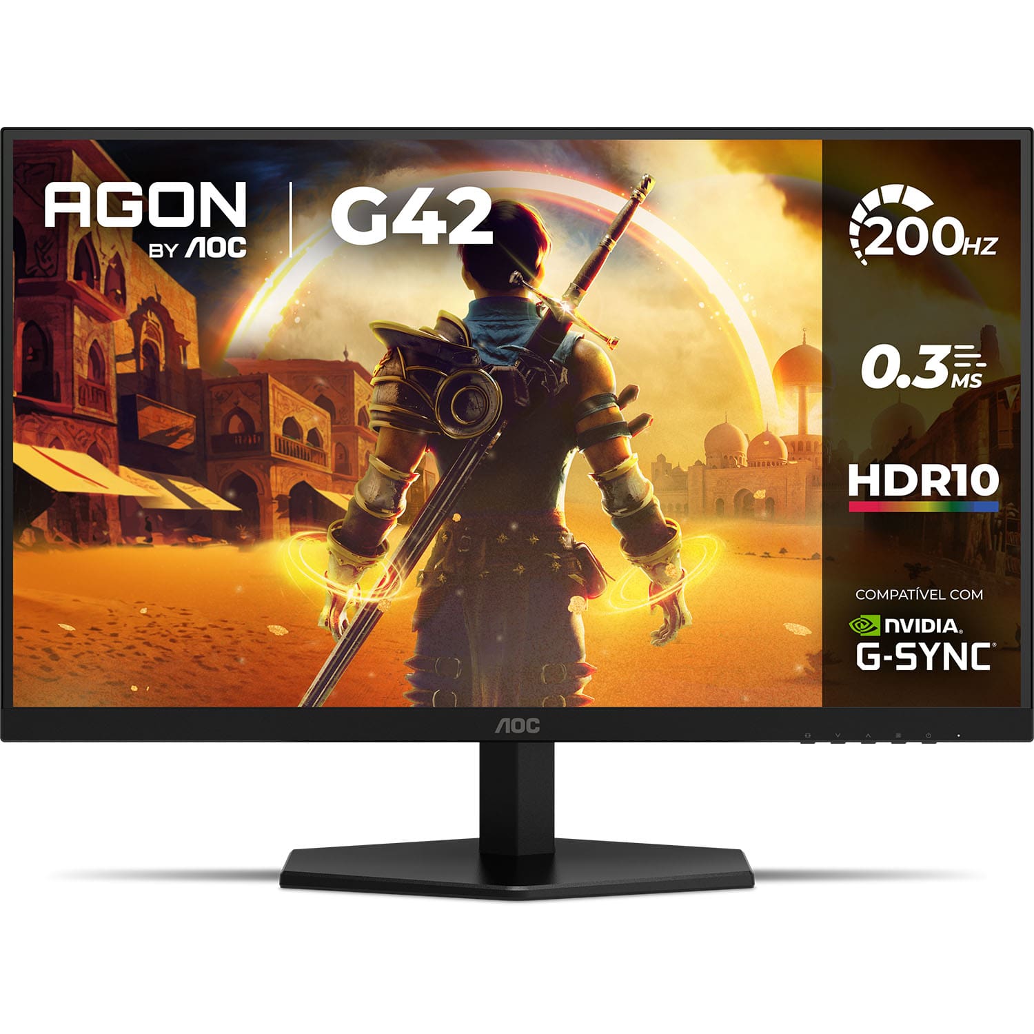 Monitor Gamer 27” AOC AGON 27G42HE/57 Full HD 200Hz 0,3ms NVIDIA G-Sync Preto