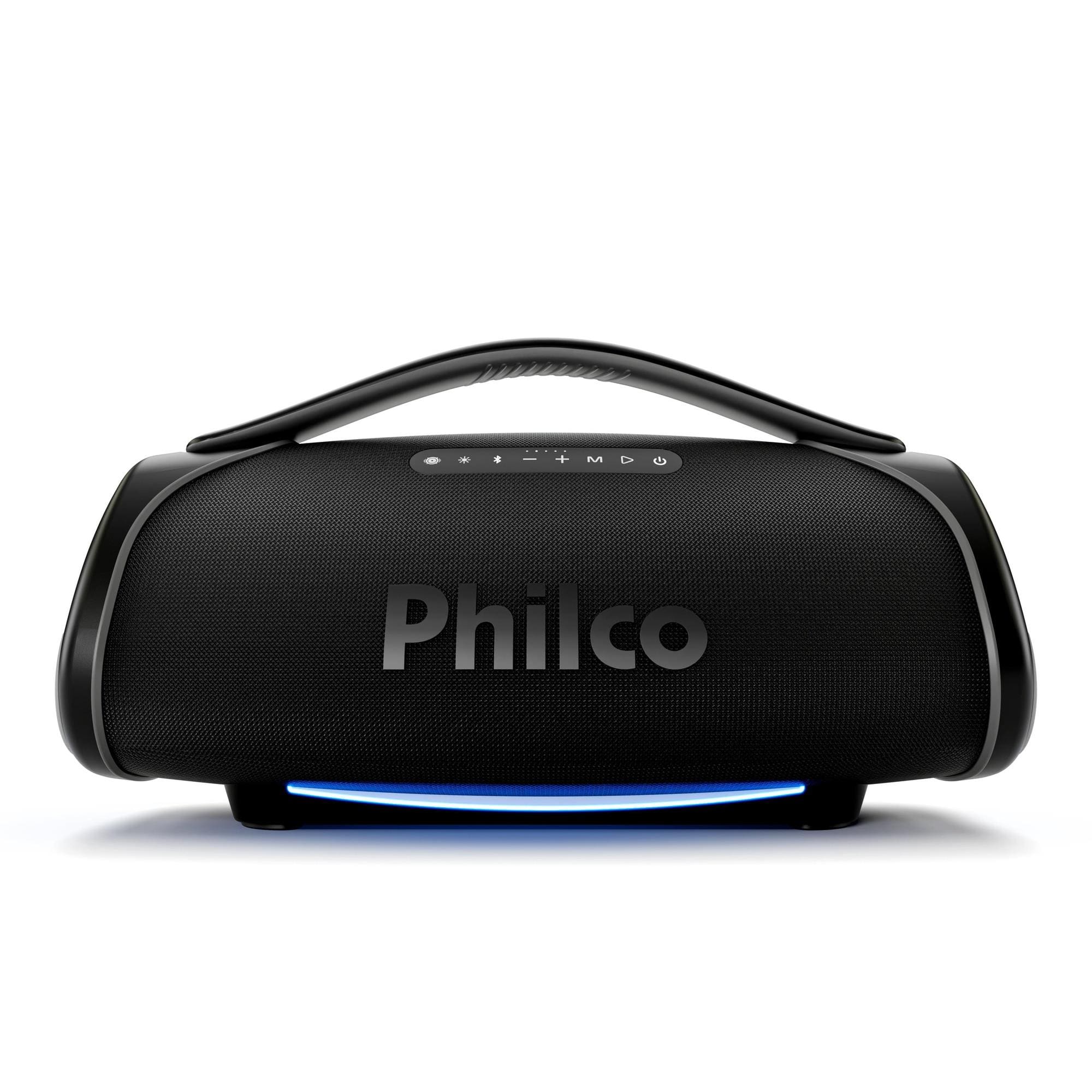 Caixa de Som Portátil Philco Boombox PBX01 300W Bluetooth 30h Bateria Flash Light Preta