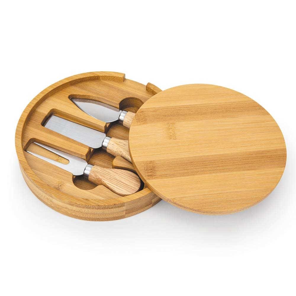 Conjunto Euro Home Tábua de Bambu com 3 Utensílios para Queijo 4 Peças