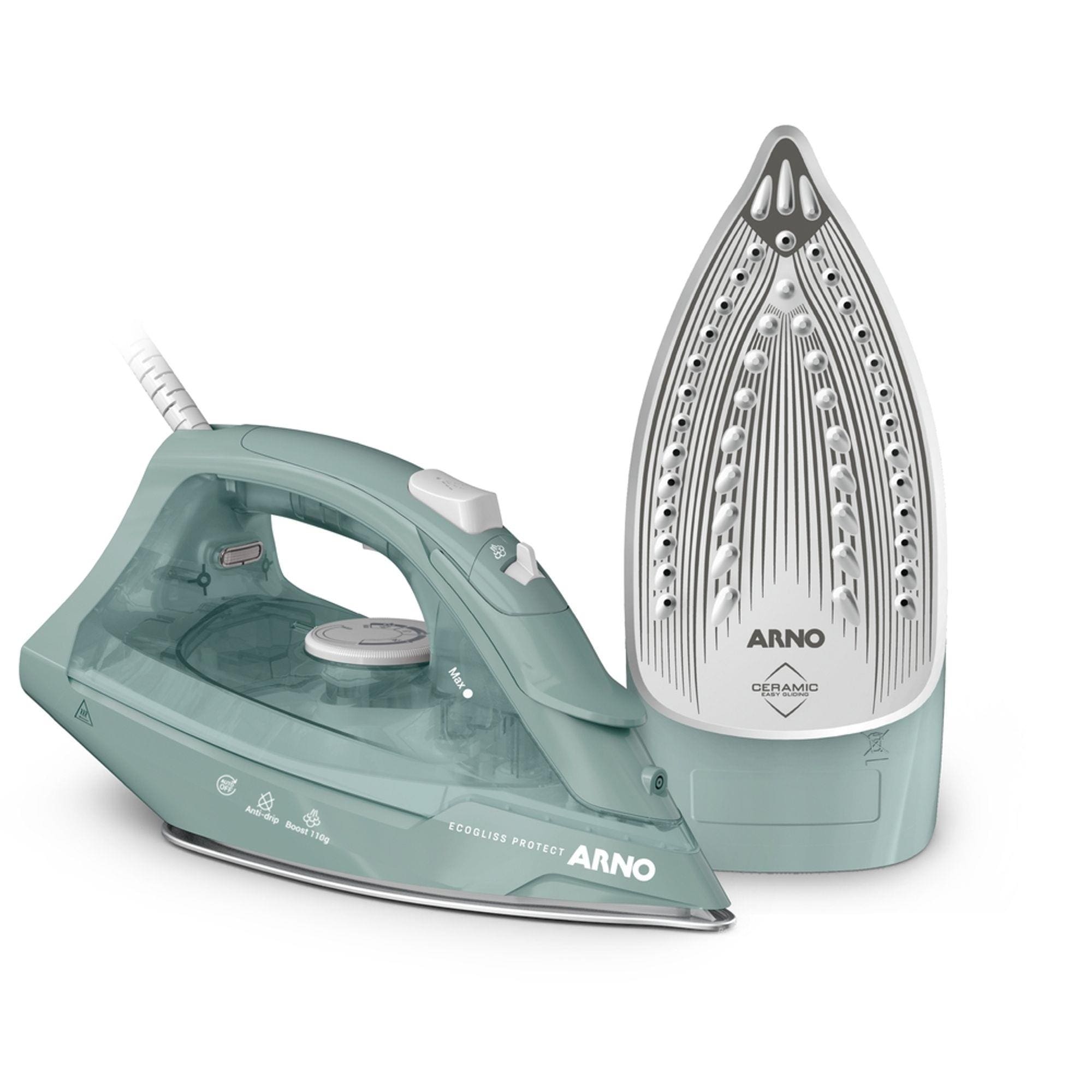 Ferro de Passar a Vapor Arno FECP Ecogliss Protect Desligamento Automático Verde