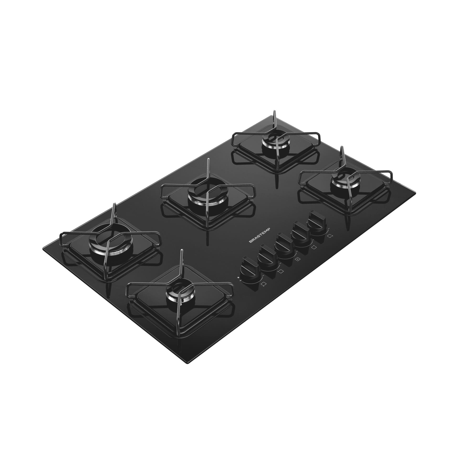 Cooktop 5 Bocas Brastemp BDD75BE Mesa de Vidro Grade de Aço Ferro Aramado Bivolt Preto