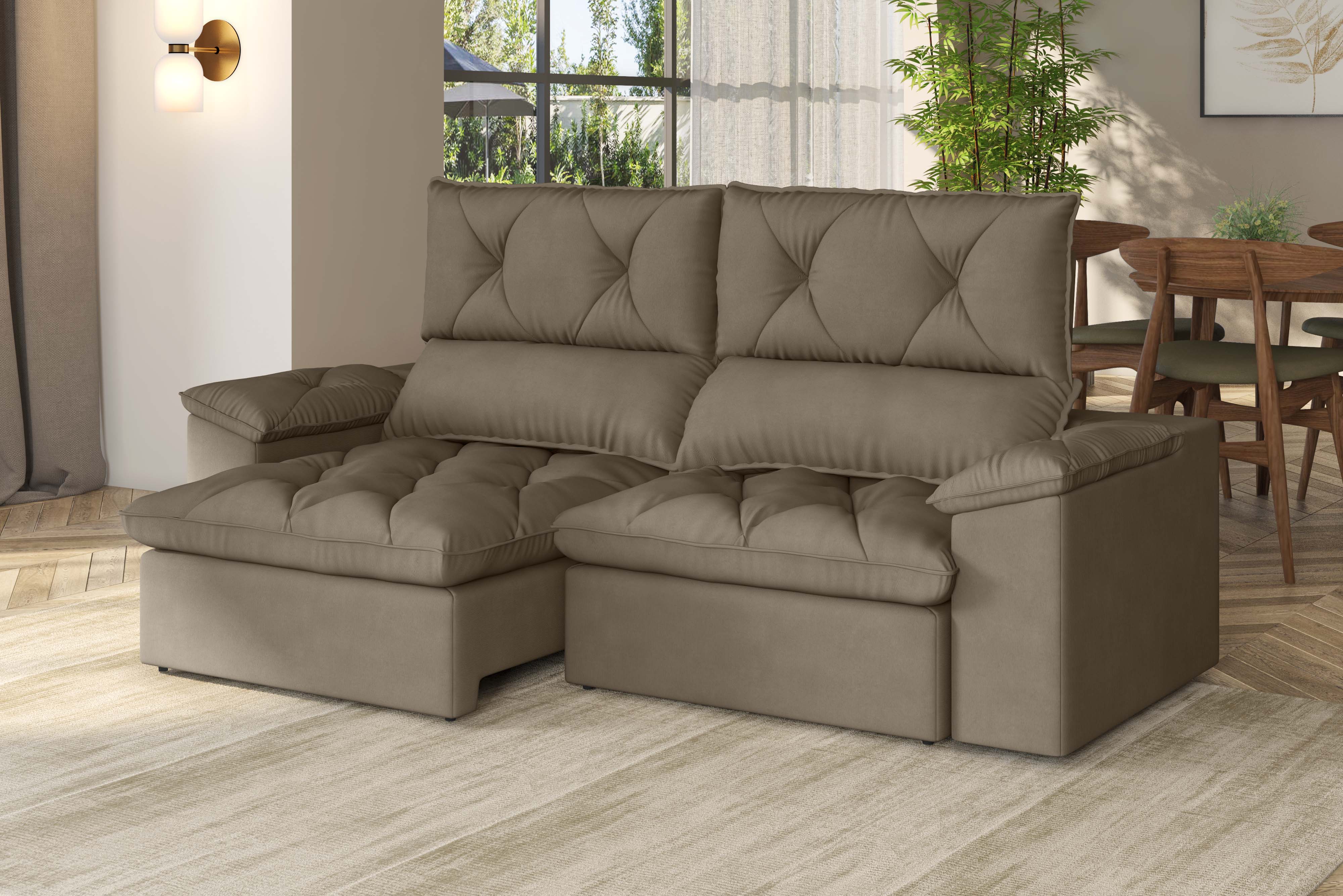 Sofá 3 Lugares Luizzi Atenas Retrátil Reclinável Veludo 210cm