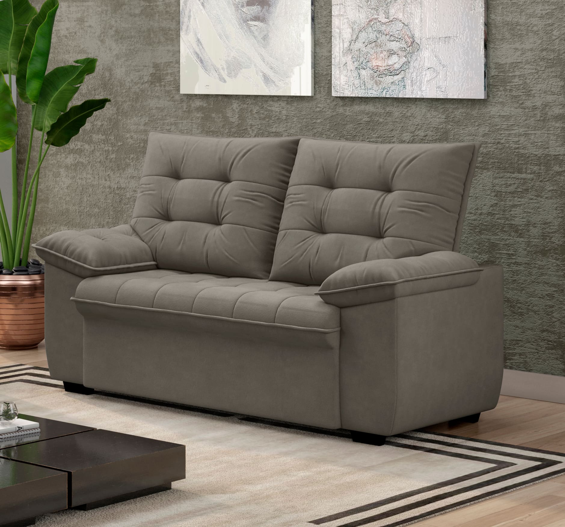 Sofá 2 Lugares Luizzi Berlim Veludo 150cm Madeira Maciça