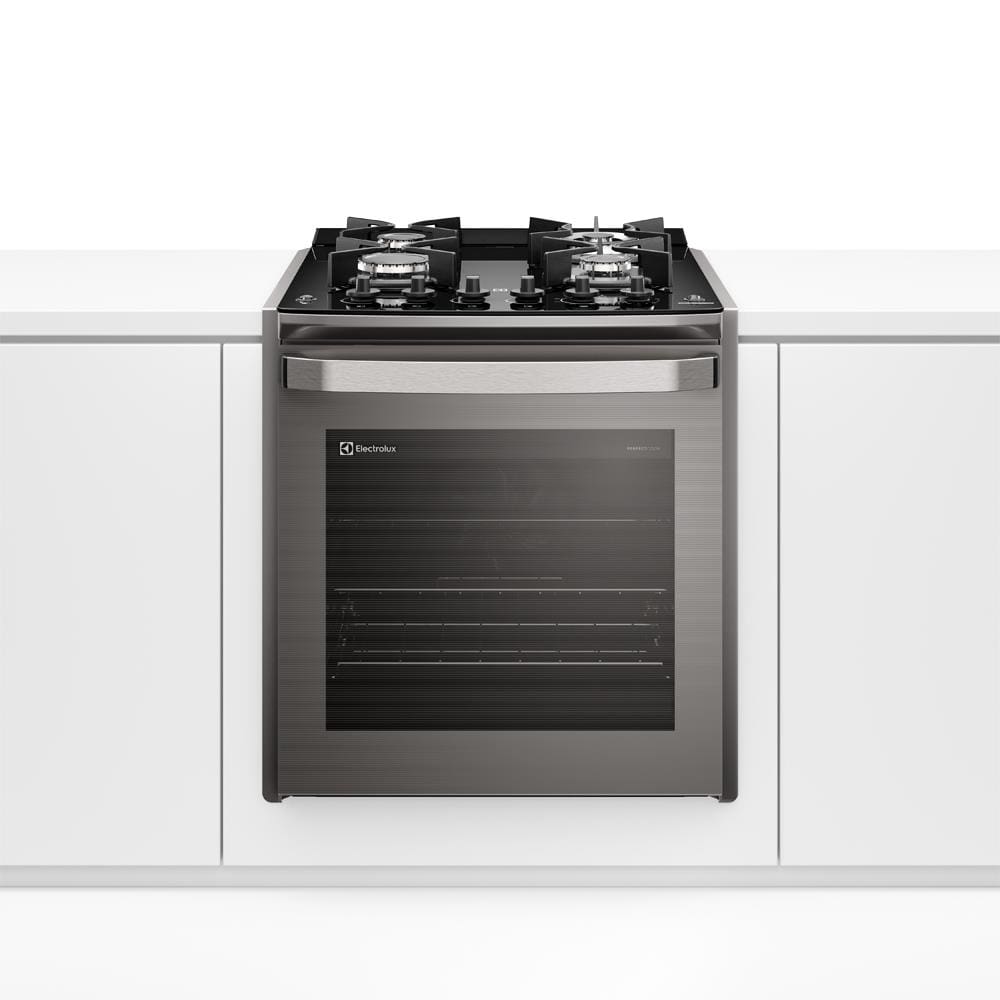 Fogão de Embutir Electrolux Experience FE4EG 4 Bocas Mesa de Vidro Forno 79L PerfectCook360 Cinza