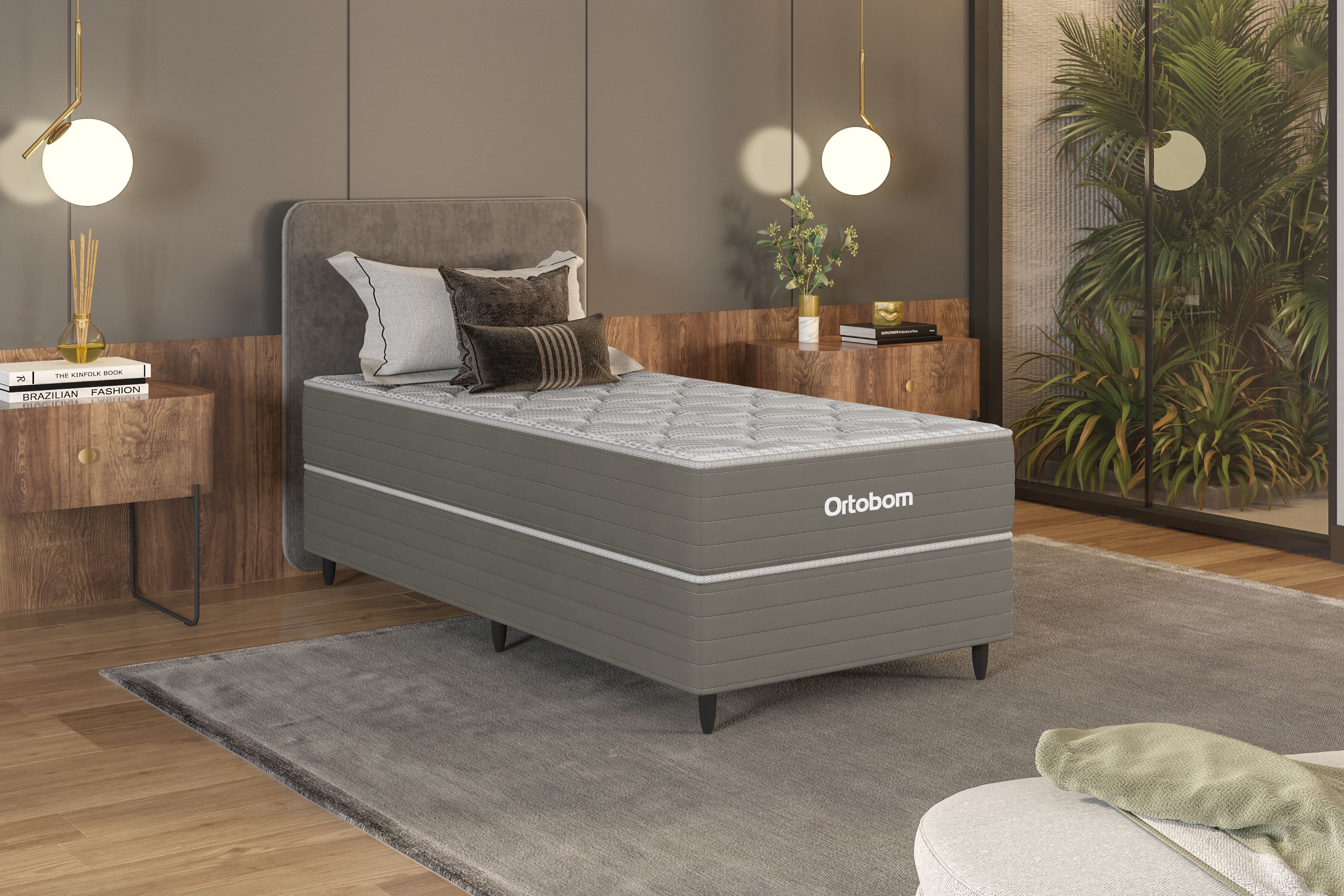 Colchão Ortobom Elite Solteiro 88x188 Mola Pocket Ensacada Ortopillow Antialérgico Branco/Cinza