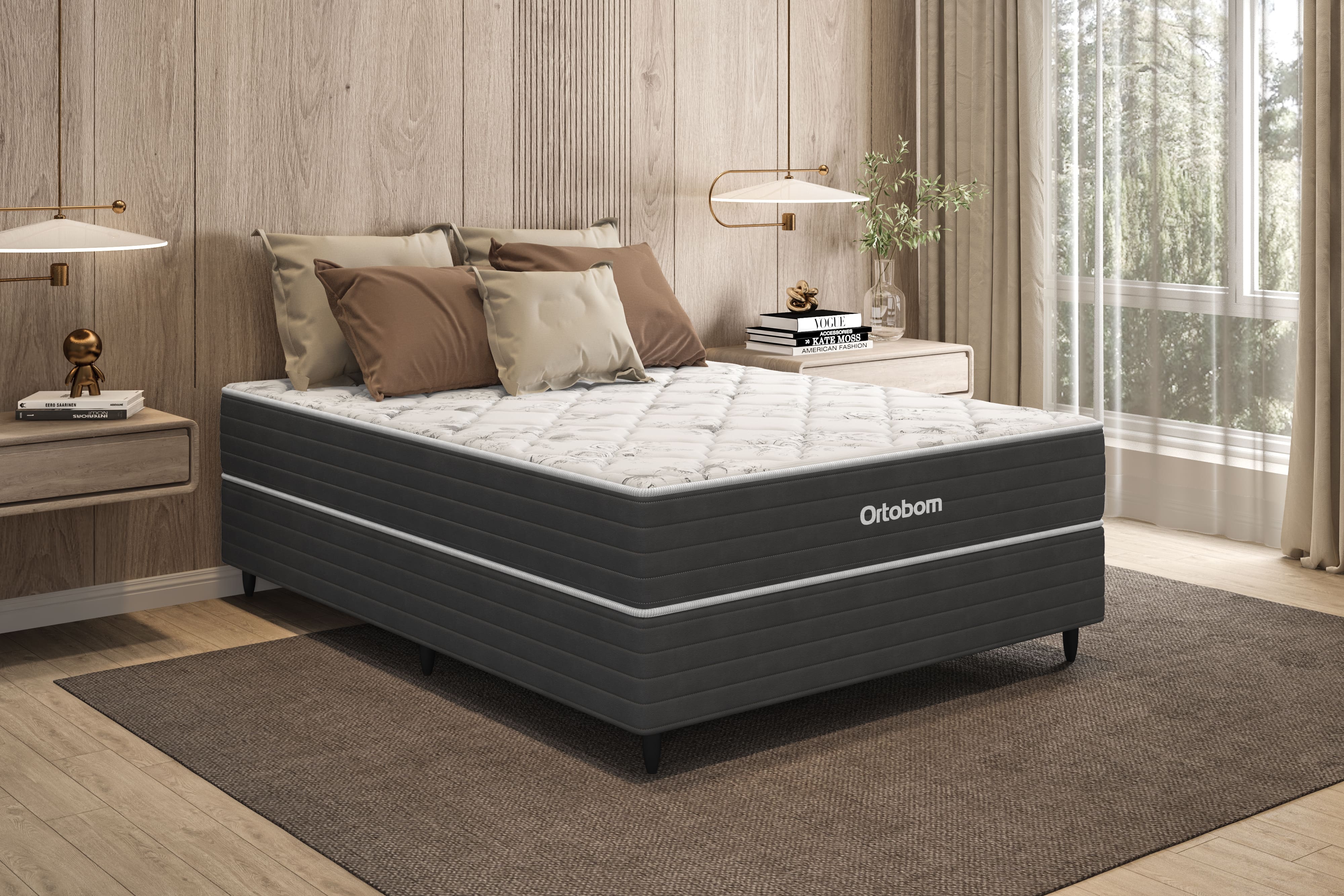 Colchão Ortobom Mônaco Casal 138x188 Mola Pocket Ensacada Espuma D26 Branco/Rosé