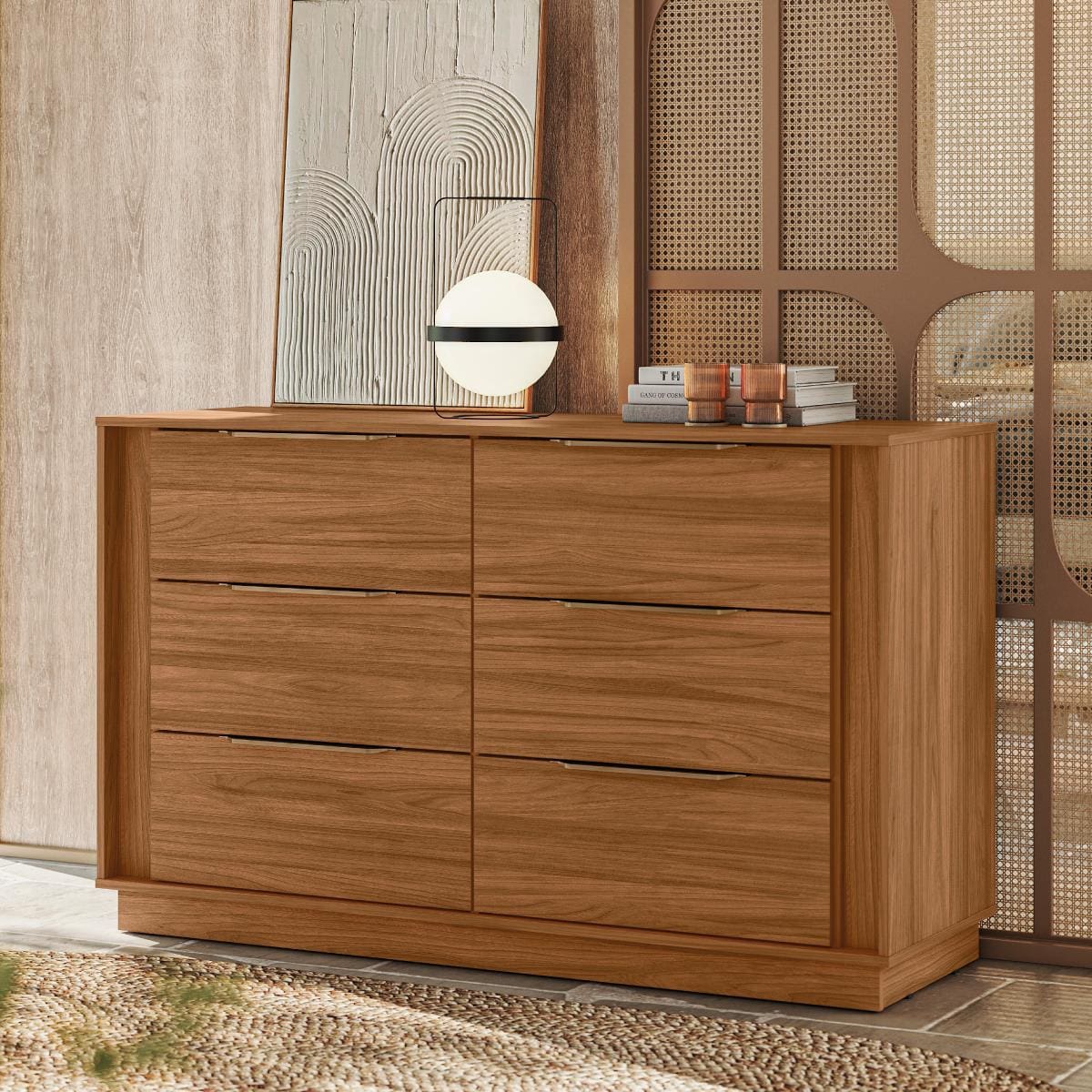 Cômoda 6 Gavetas Demóbile Giardino MDP Pintura UV Corrediças Telescópicas Puxadores ABS