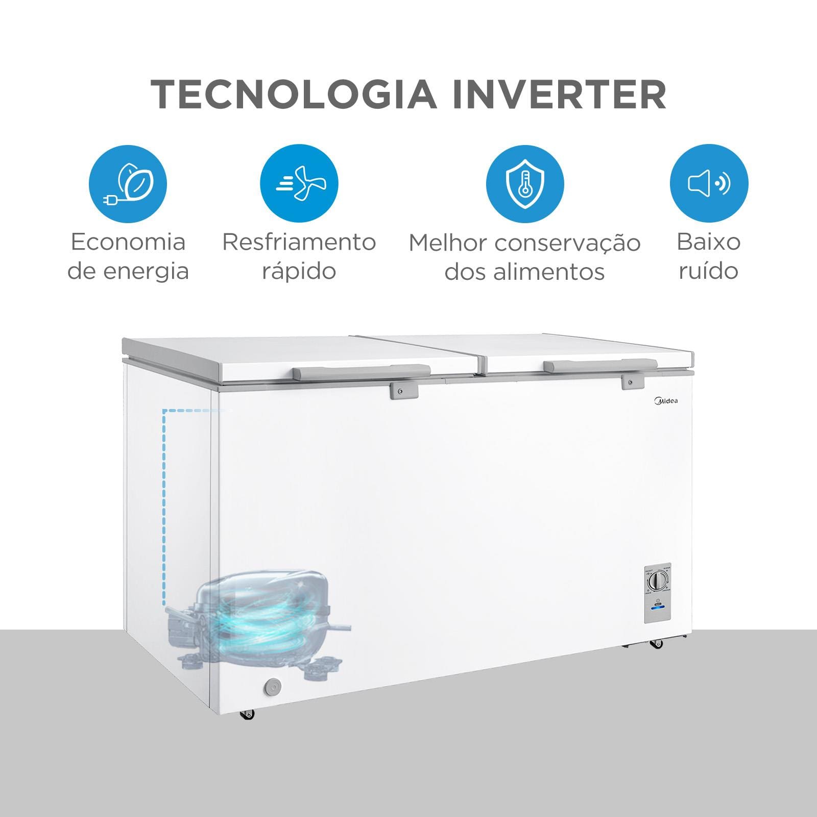 Freezer Horizontal Midea MDRC564FZD013 418L Inverter | Casas Bahia