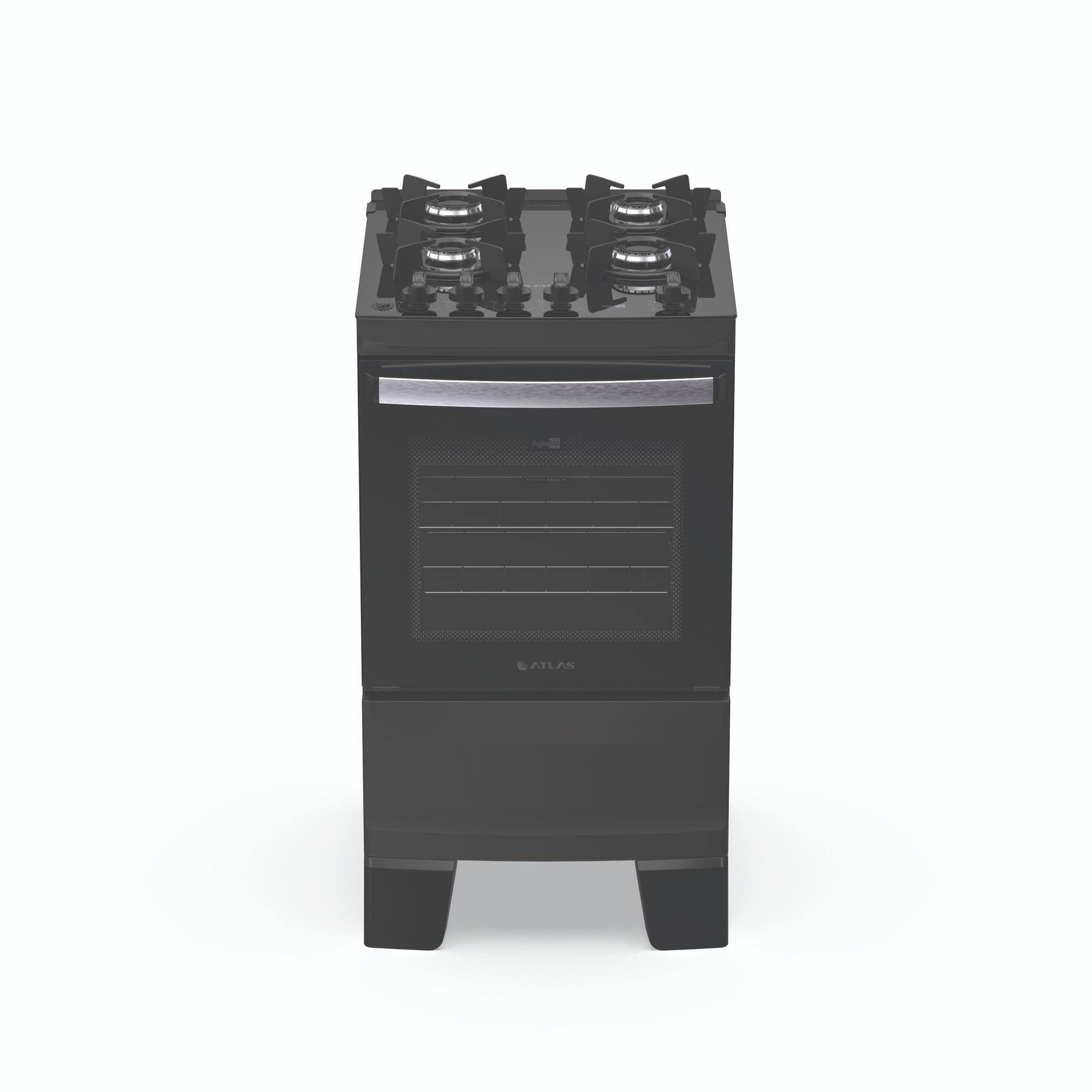 Fogão Atlas Agile Up Glass 4 Bocas com Mesa de Vidro e Acendimento Automático Bivolt Preto