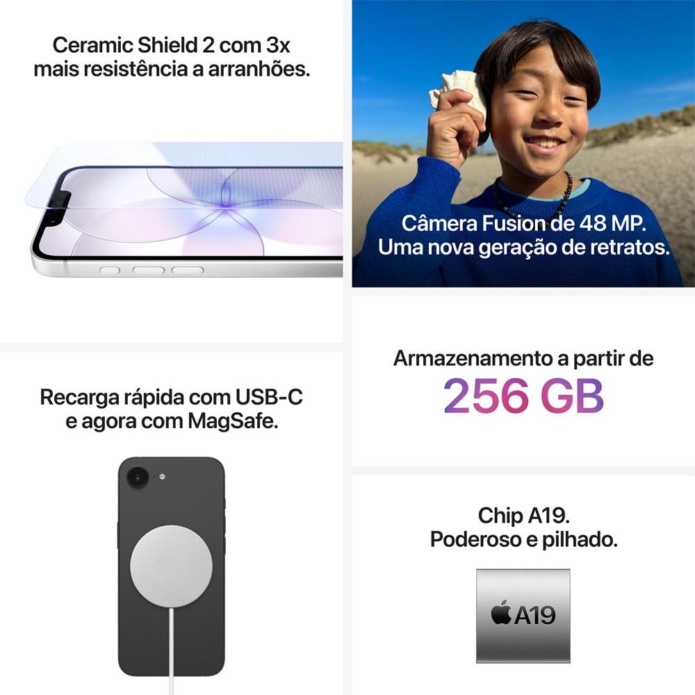 Apple iPhone 17e 256GB 6,1” 48MP | Casas Bahia