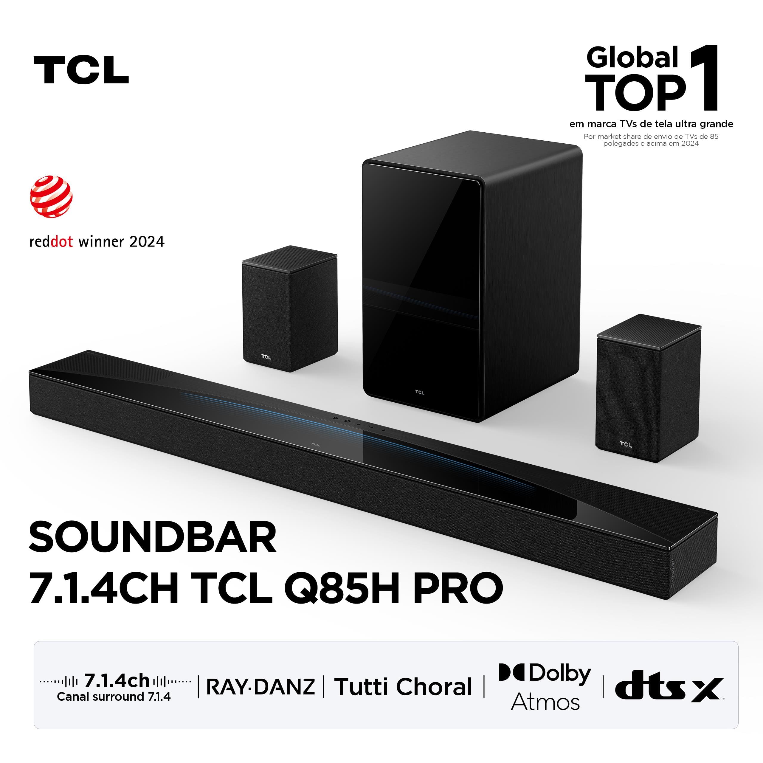Soundbar TCL Q85H Pro 860W 7.1.4 | Casas Bahia