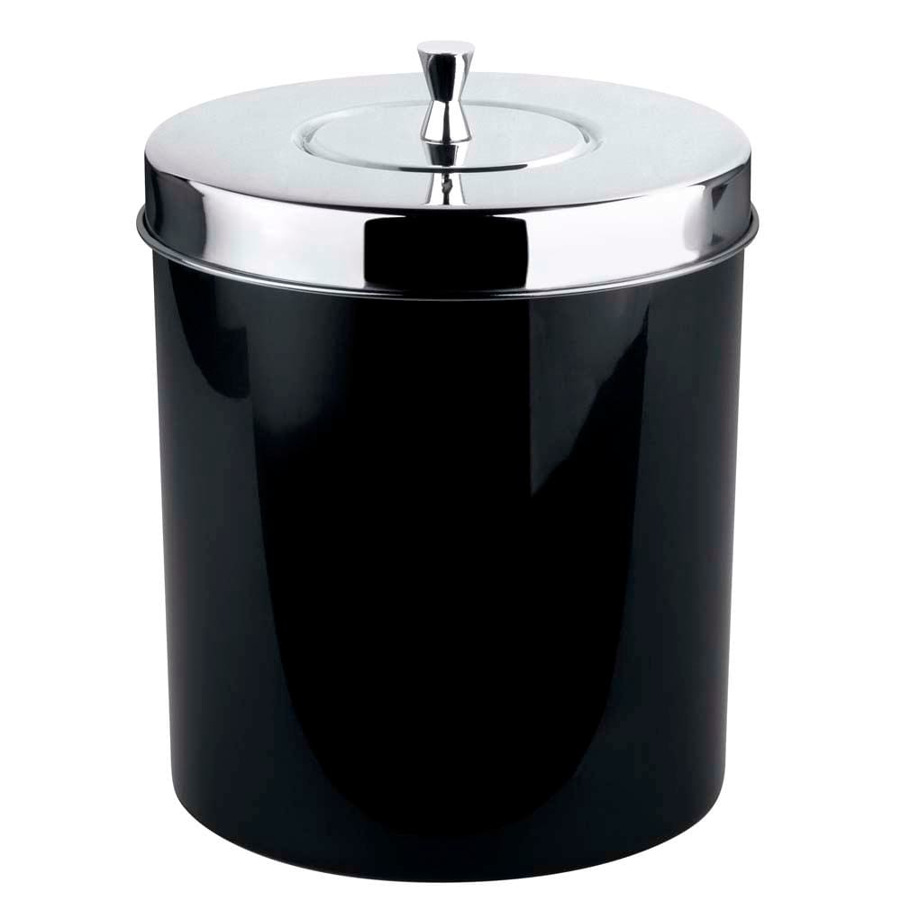 Lixeira Forma com Tampa em Polipropileno e Inox - 5 L - Preto