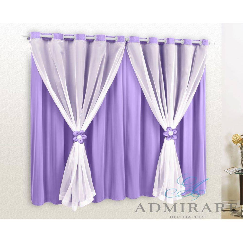 Cortina Com Voil e Flor 4,00 x 2,80