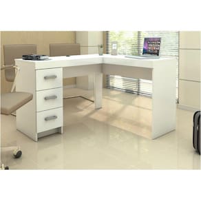 Mesa Para Escritório De Canto Com 3 Gavetas Fênix - Politorno
