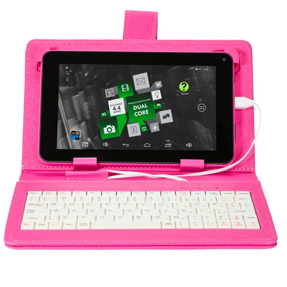 Tablet DL Office Tab Rosa com Capa | Casas Bahia