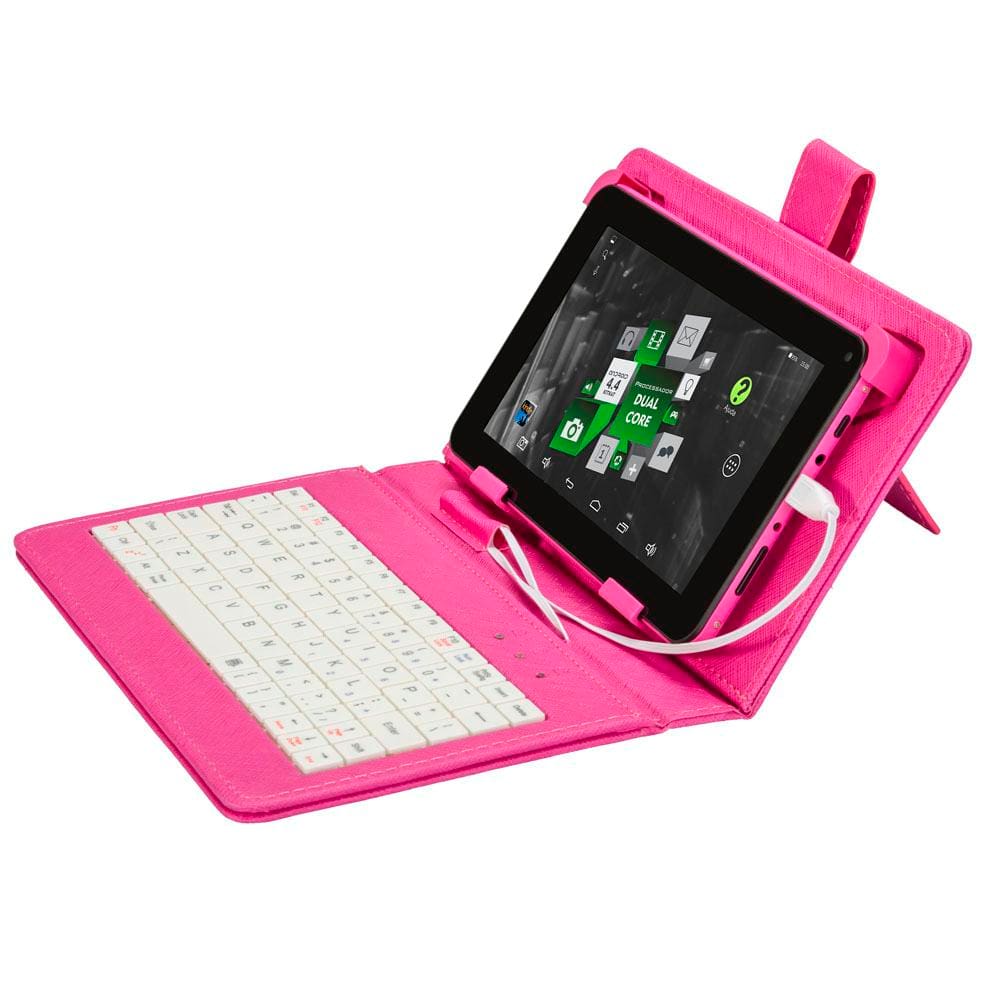 Tablet DL Office Tab Rosa com Capa | Casas Bahia