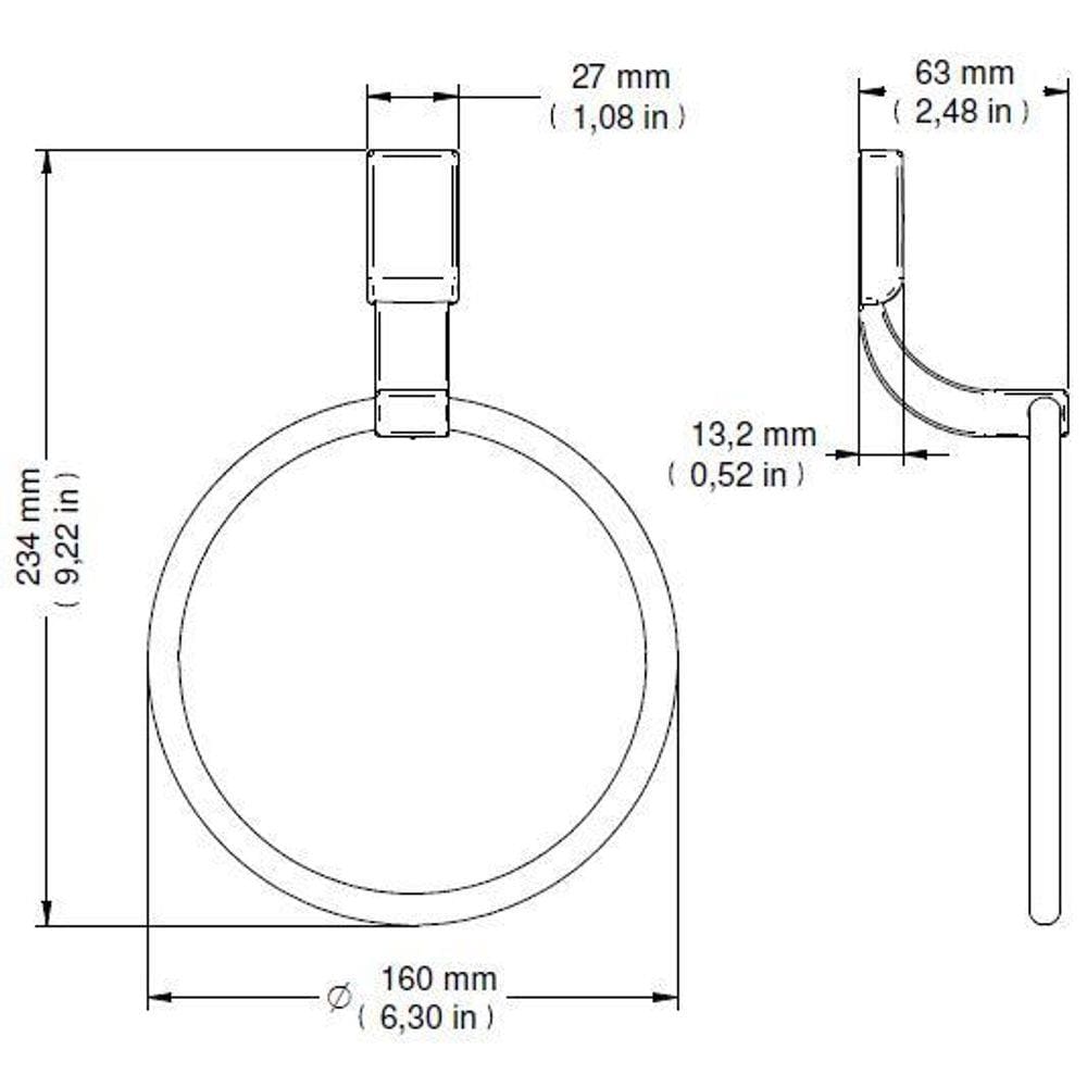 Porta Toalha de Rosto Argola Top Cromado Docol