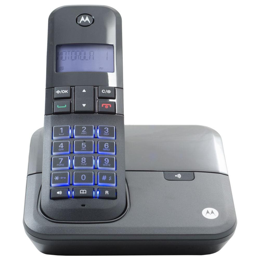 Telefone Digital sem Fio Motorola MOTO4000 com Identificador de Chamadas, Viva-voz, Visor e Teclado Iluminados - Preto